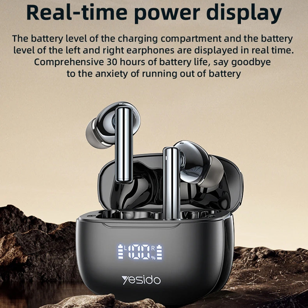 Handsfree Bluetooth Yesido TWS23, TWS, ANC, Schwarz