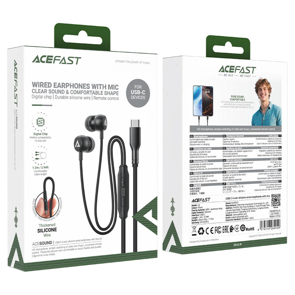 Kit mains libres USB-C Acefast L8, 1,2 m, Gris