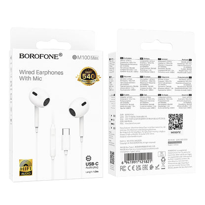 Casque mains libres USB-C Borofone BM100 Max Fuente, Blanc