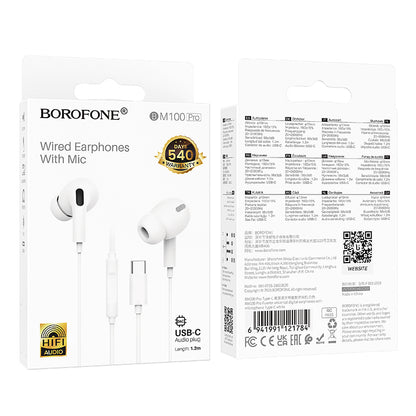 Auricolari USB-C Borofone BM100 Pro Fuente, Bianco