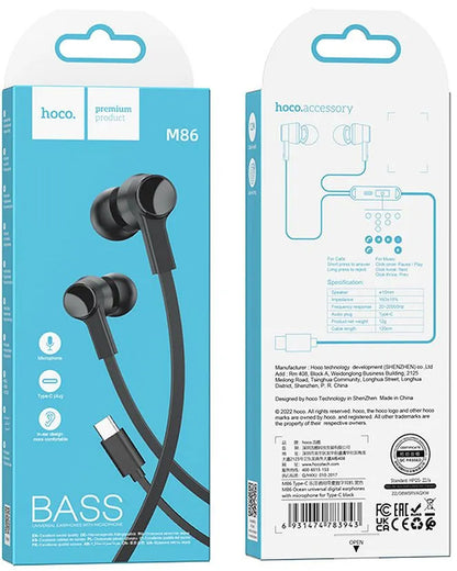 Handsfree USB-C HOCO M86, Black