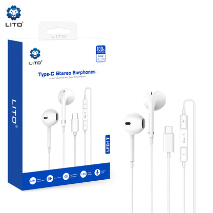 Handsfree USB-C Lito LF01T, 1.2m, White