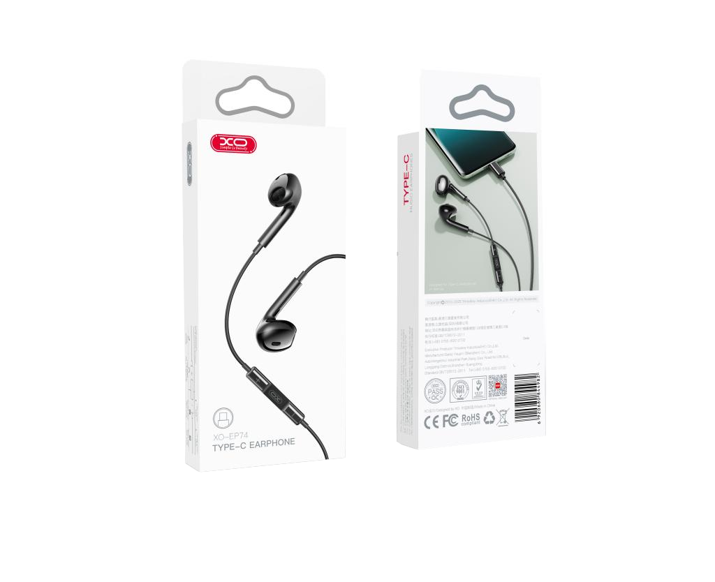 Handsfree USB-C XO Design EP74, Nero