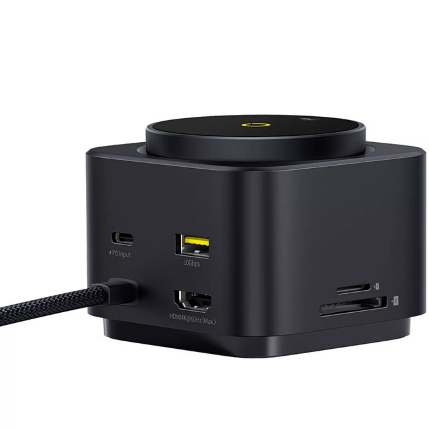Hub Multifonctionnel Baseus MagPro II 7en1, 1 x USB-A - 2 x USB-C - 1 x HDMI - 1 x QI - 1 x SD - 1 x microSD, Noir Reconditionné B00072900121-00