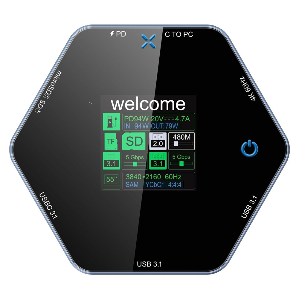 Multifunktionaler OEM-Hub YC-931, 8in1, Grau