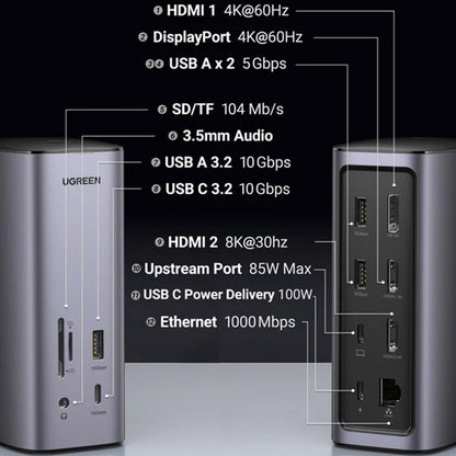 Hub Multifunzionale UGREEN Pro CM555, 13in1, Grigio