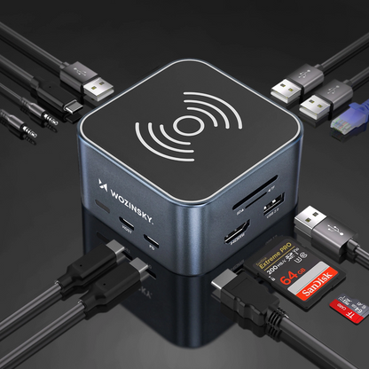 Hub Multifunzionale WZK WHBC09Y8S, 12in1, Grigio