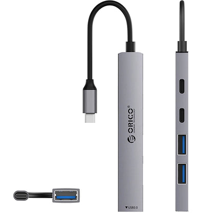 USB-C Hub Orico YSB4-U2, 1 x USB-A 3.0 - 2 x USB-A - 2 x USB-C, Grau