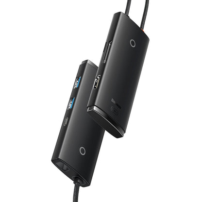 Hub USB-C Baseus, 2 x USB-A 3.0 - 1 x USB-C - 1 x HDMI - 1 x SD - 1 x microSD, Nero WKQX050001