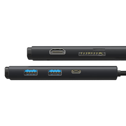 Hub USB-C Baseus, 2 x USB-A 3.0 - 1 x USB-C - 1 x HDMI - 1 x SD - 1 x microSD, Nero WKQX050001