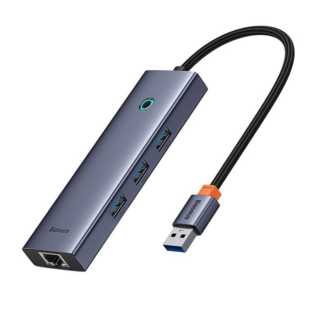 Hub USB Baseus UltraJoy, 3 x USB-A 3.0 - 1 x RJ45, Gris B0005280A813-01