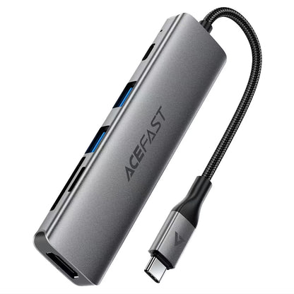Hub USB-C Acefast J18, 6in1, Grigio