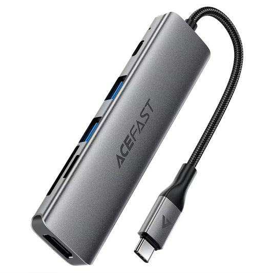 Hub USB-C Acefast J18, 6in1, Grigio