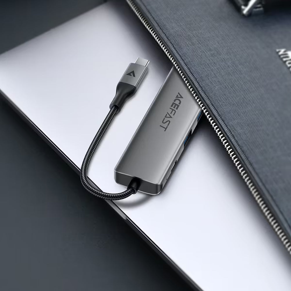Hub USB-C Acefast J18, 6in1, Grigio