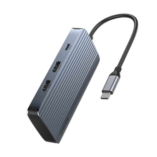 Hub USB-C Anker, 1 x USB-A 3.2 - 3 x USB-A - 1 x USB-C - 2 x HDMI, Gris A83740A2
