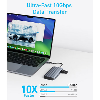 Anker USB-C Hub, 1 x USB-A 3.2 - 3 x USB-A - 1 x USB-C - 2 x HDMI, Grau A83740A2