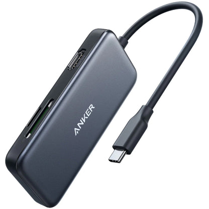 Hub USB-C Anker, 2 x USB-A 3.0 - 1 x HDMI - 1 x SD - 1 x microSD, Noir A8334HA1