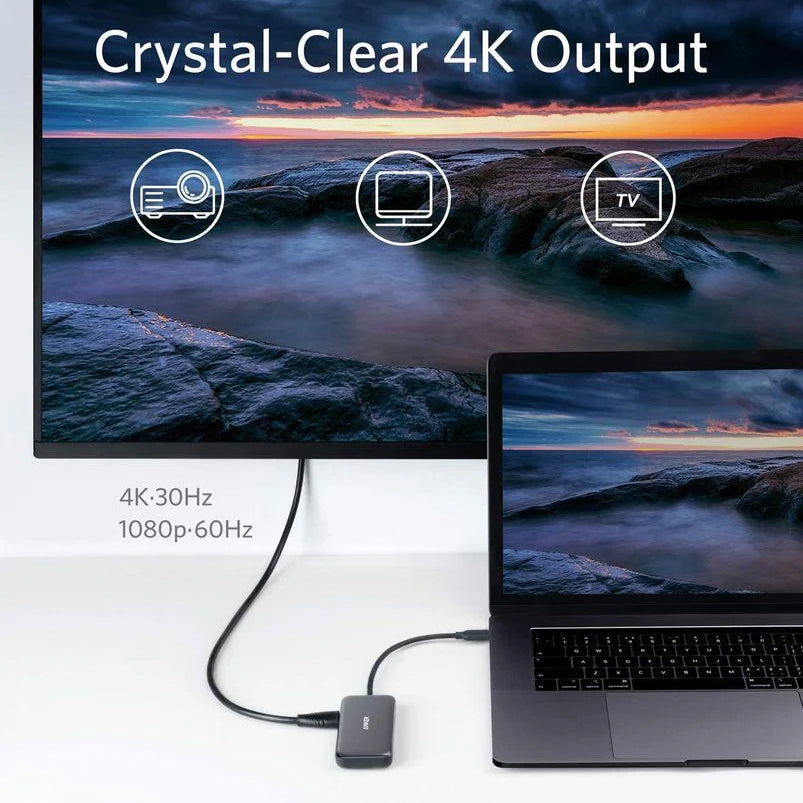 Hub USB-C Anker, 2 x USB-A 3.0 - 1 x HDMI - 1 x SD - 1 x microSD, Noir A8334HA1