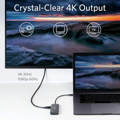 Hub USB-C Anker, 2 x USB-A 3.0 - 1 x HDMI - 1 x SD - 1 x microSD, Noir A8334HA1