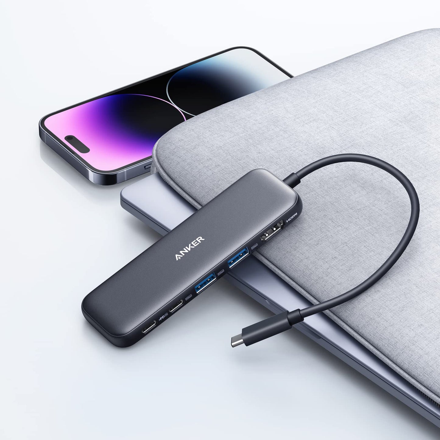 Hub USB-C Anker 332, 2 x USB-A - 2 x USB-C - 1 x HDMI, Grigio A8355H11