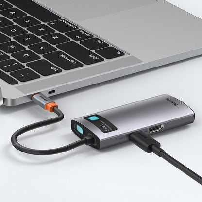 Hub USB-C Baseus Metal Gleam, 2 x USB-A - 1 x USB-C - 1 x HDMI, Gris Reconditionné CAHUB-CY0G