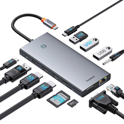 Hub USB-C Baseus PortalJoy, 13 en 1, Gris B00053002811-01