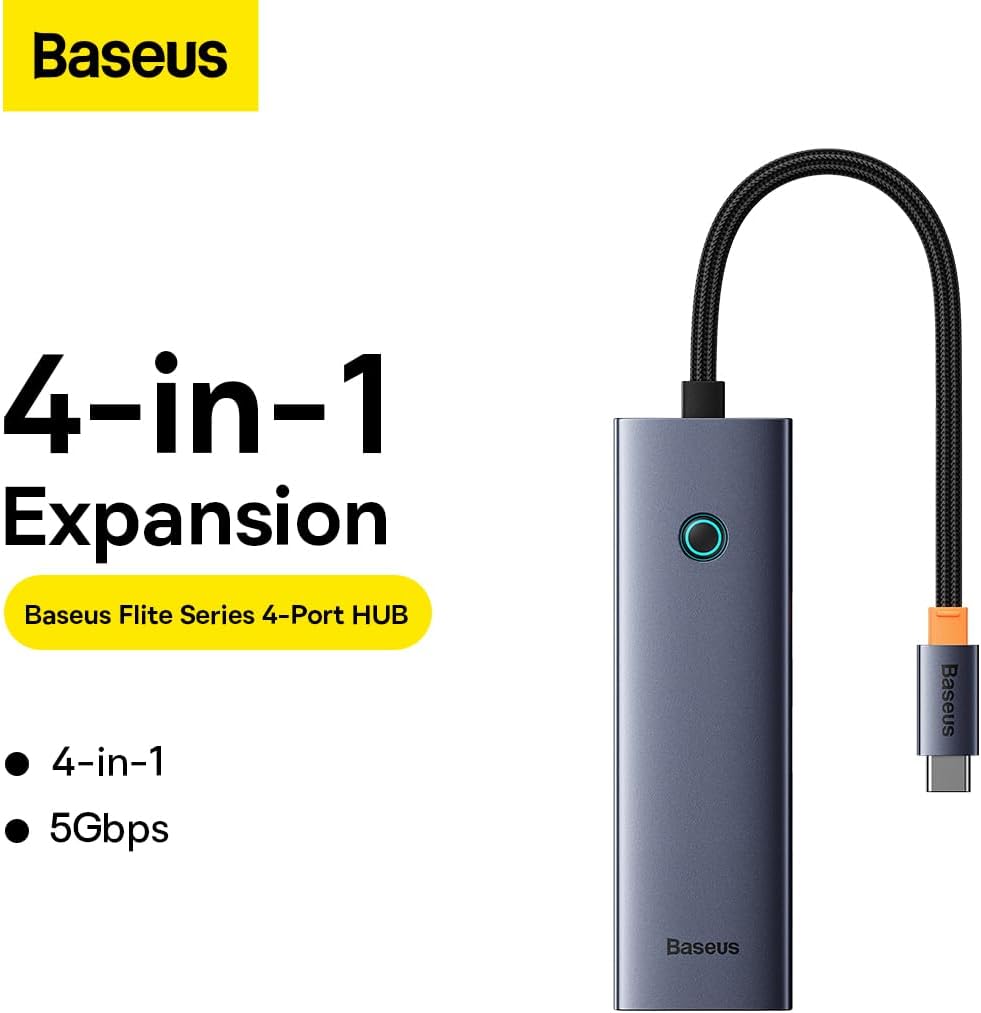 Hub USB-C Baseus UltraJoy, 4 x USB-A 3.0, Gris B0005280A813-03