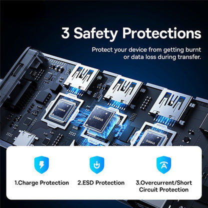 Hub USB-C Baseus UltraJoy, 4 x USB-A 3.0 - 1 x USB-C - 1 x HDMI - 1 x VGA, Grigio B00052803811-01