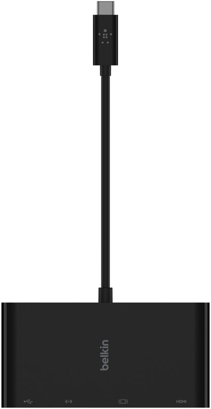 Hub USB-C Belkin Connect, 1 x USB-A 3.0 - 1 x HDMI - 1 x VGA - 1 x RJ45, Noir AVC005btBK