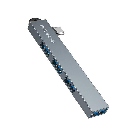 Hub USB-C Borofone FH1A, 4 en 1, Gris