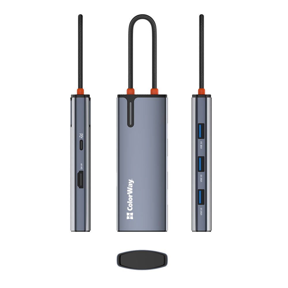 USB-C Hub ColorWay CW-HUB01, 5in1, Silber