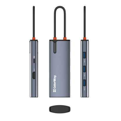 USB-C Hub ColorWay CW-HUB01, 5in1, Silber