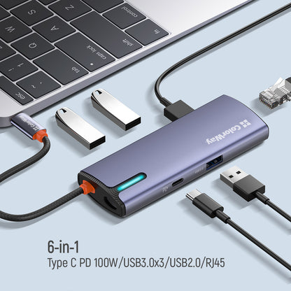 Hub USB-C ColorWay CW-HUB03, 6en1, Argenté