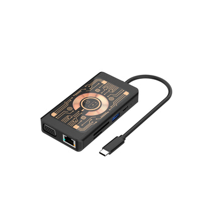 USB-C Hub mit Wireless QI Ladefunktion Qualo QTPB5-HUB-18, 9in1, Grau