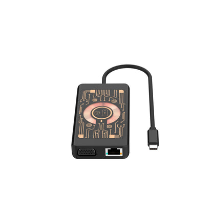 USB-C Hub mit Wireless QI Ladefunktion Qualo QTPB5-HUB-18, 9in1, Grau
