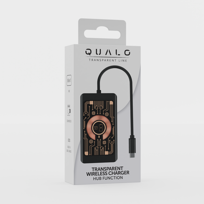 USB-C Hub mit Wireless QI Ladefunktion Qualo QTPB5-HUB-18, 9in1, Grau