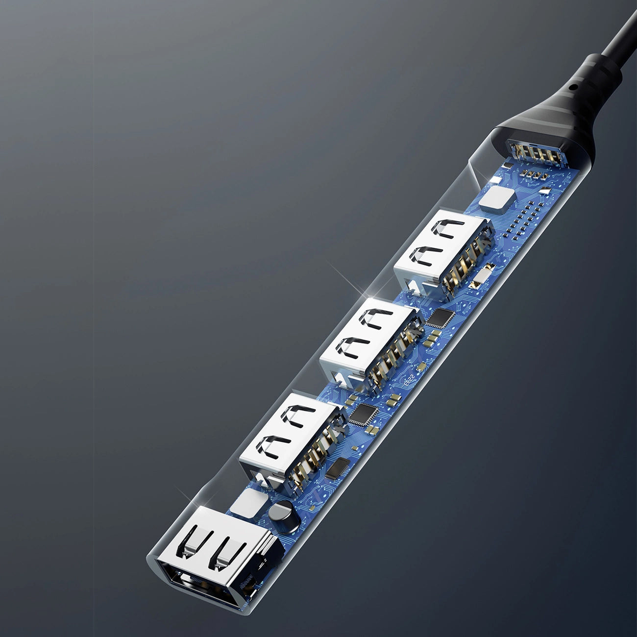 Hub USB-C Dudao A16T, 1 x USB-A 3.0 - 3 x USB-A, Schwarz