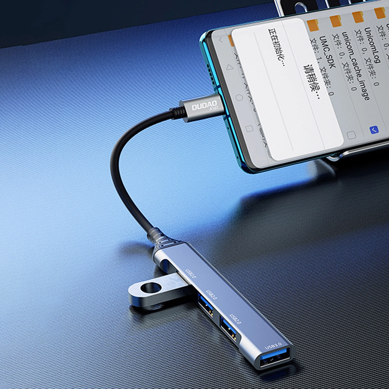 Hub USB-C Dudao A16T, 1 x USB-A 3.0 - 3 x USB-A, Schwarz