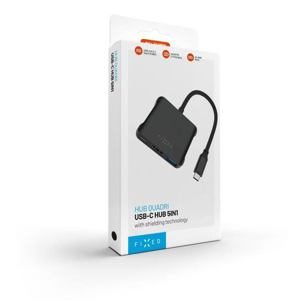 Fixed Quadri USB-C Hub, 5in1, Black