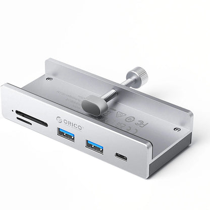 USB-C Hub Orico MH5PC Clamp, 2 x USB-A 3.2 - 1 x USB-C - 1 x SD - 1 x microSD, Silber