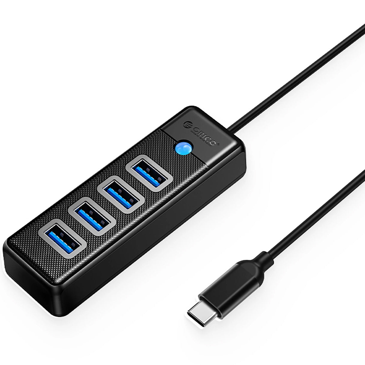 Hub USB-C Orico PW4U-C3, 4 x USB-A 3.0, Schwarz
