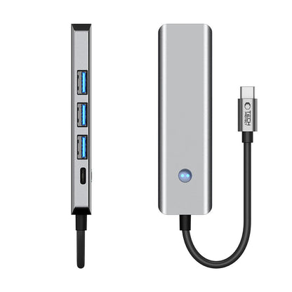 Hub USB-C Tech-Protect HB01, 1 x USB-A 3.0 - 2 x USB-A - 1 x USB-C - 1 x HDMI, Grau