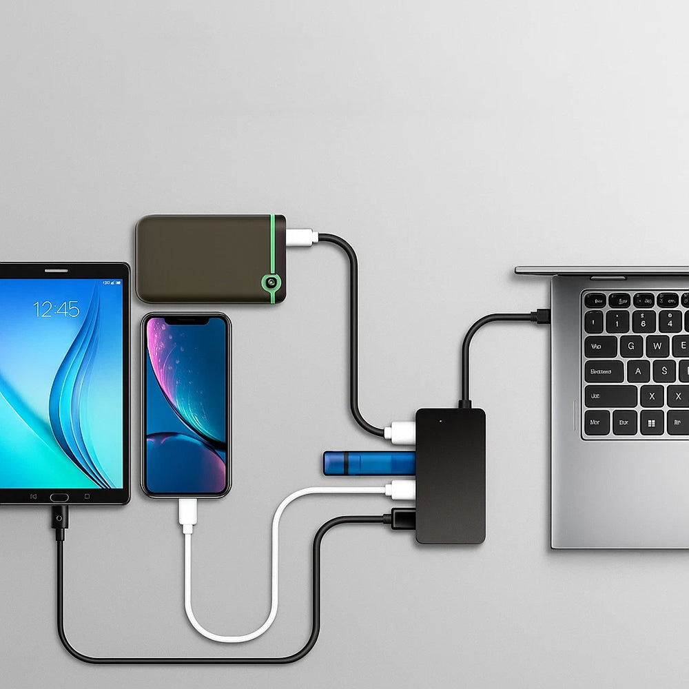 Hub USB-C Techsuit H16 QuantumNode, 4en1, Noir