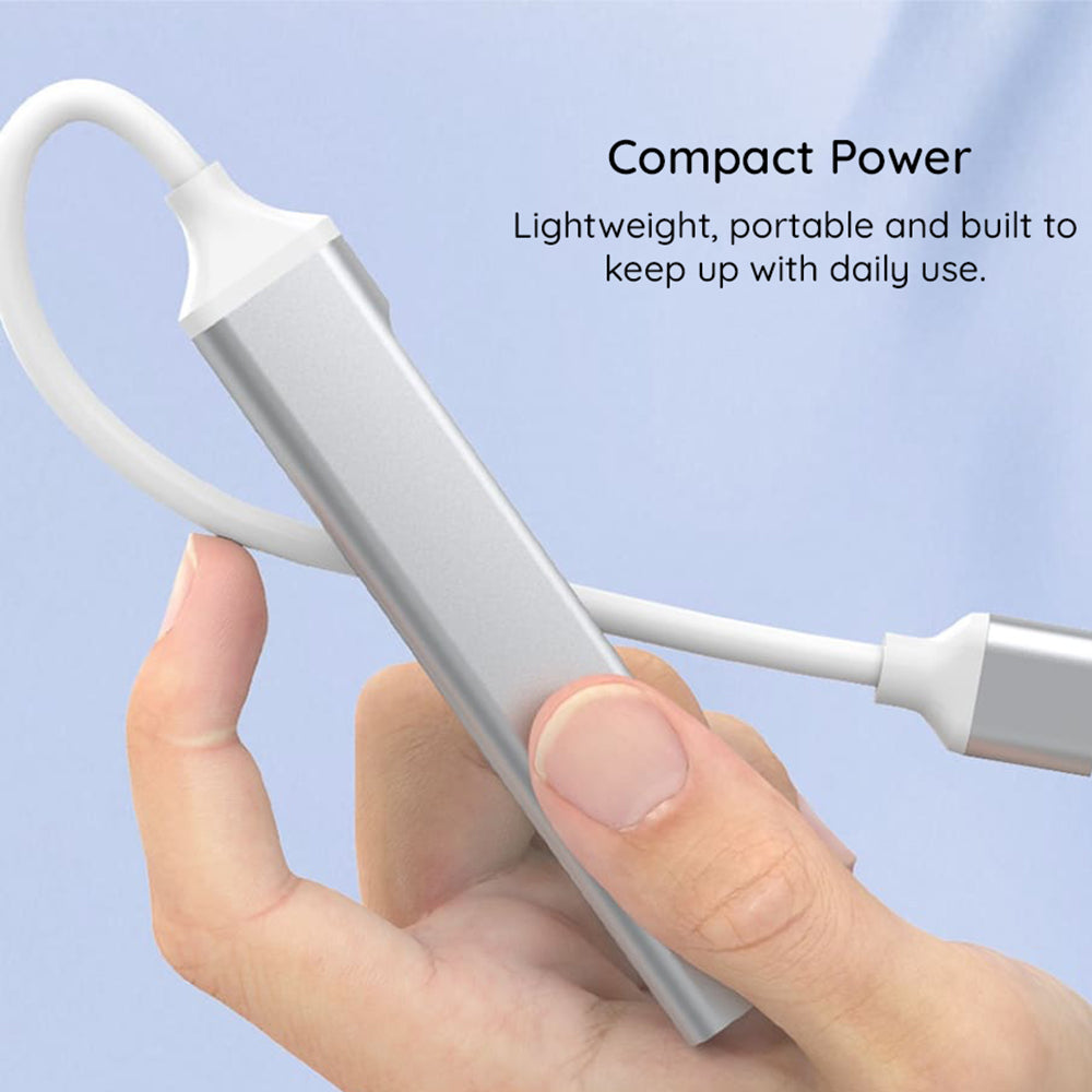 Hub USB-C Techsuit H18 PolarisBridge, 4en1, Gris Blanc