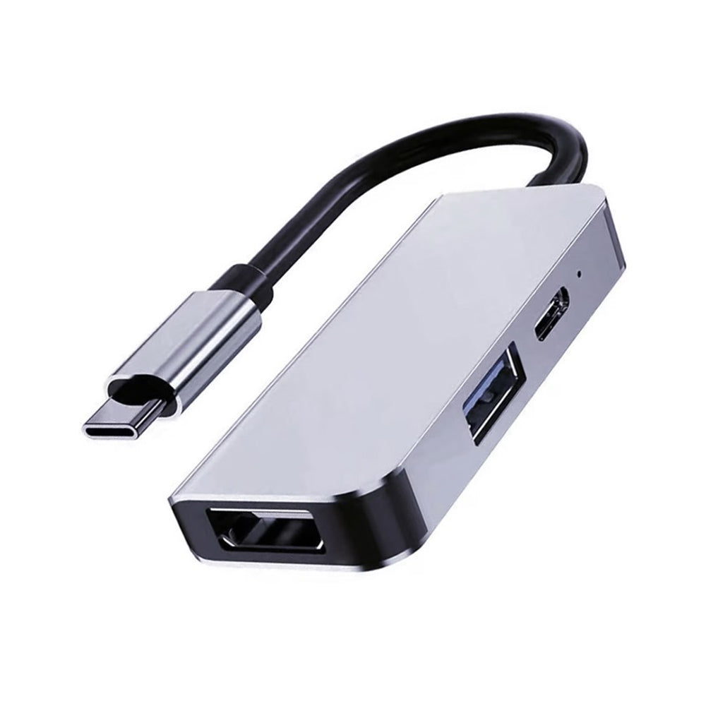 Hub USB-C Techsuit H4 TurboChargeX, 3in1, Grigio
