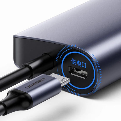 Hub USB-C UGREEN CM252, 3 x USB-A 3.0 - 1 x USB-C - RJ45, Grigio