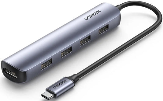 Hub USB-C UGREEN CM417, 4 x USB-A 3.2 - 1 x HDMI, Grigio