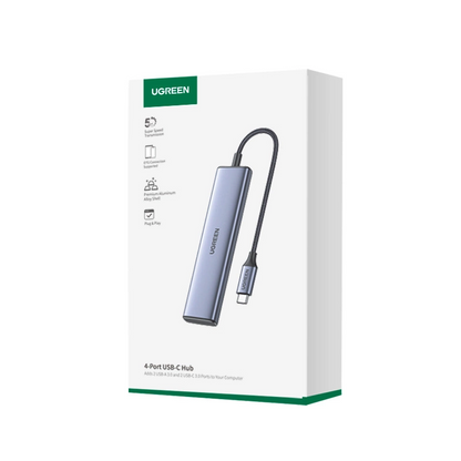 USB-C Hub UGREEN CM473, 2 x USB-A 3.0 - 2 x USB-C, 0,20 cm, Grau