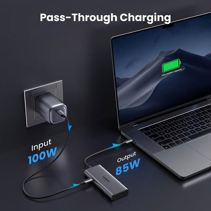 Hub USB-C UGREEN CM498 (15852), 2 x USB-A 3.0 - 2 x USB-C - 2 x HDMI, Grau
