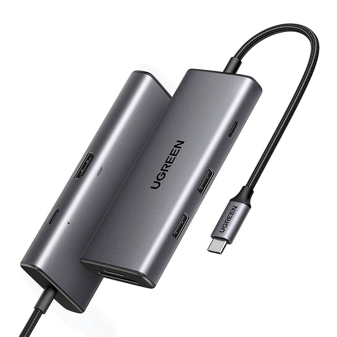 Hub USB-C UGREEN CM498 (15531), 2 x USB-A 3.2 - 2 x USB-C - 1 x HDMI - 1 x SD - 1 x microSD, Gris